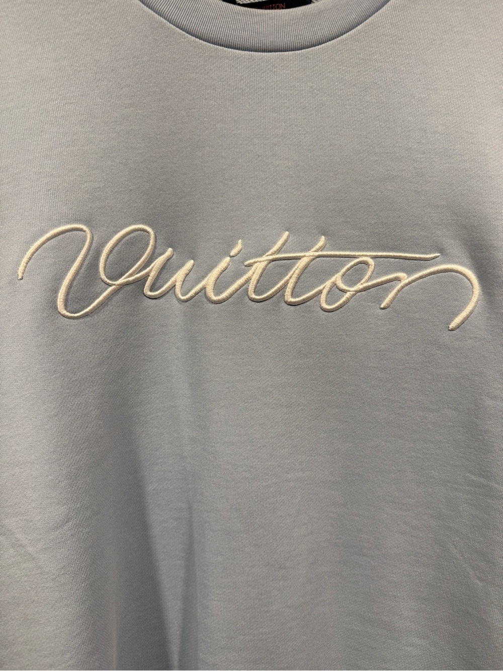 Louis Vuitton Light Blue Script Logo mens Crewneck Sweatshirt image 3